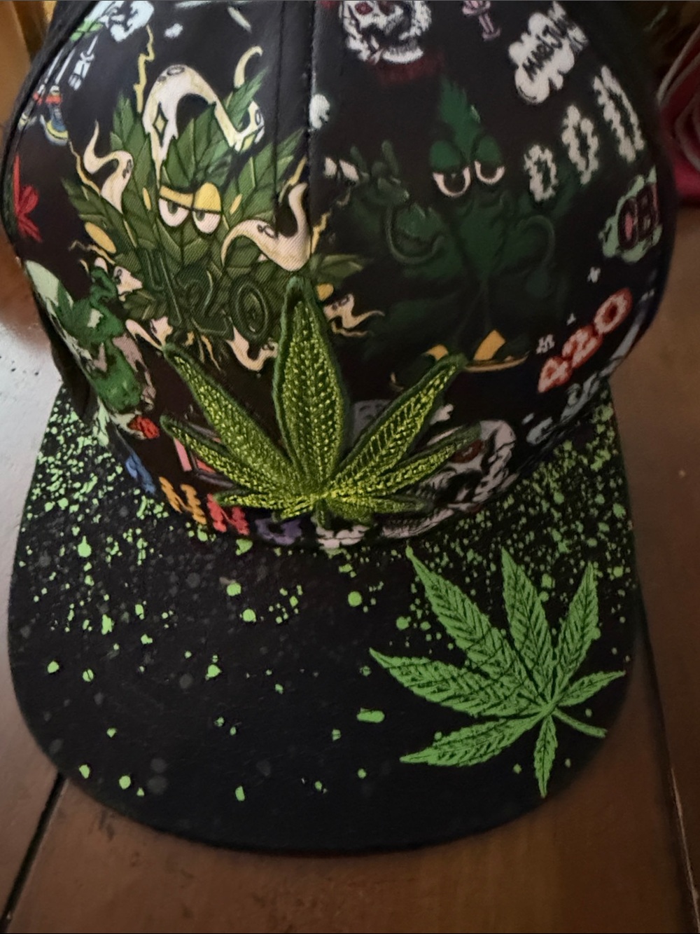 Green Leaf Graphic Snapback Hat